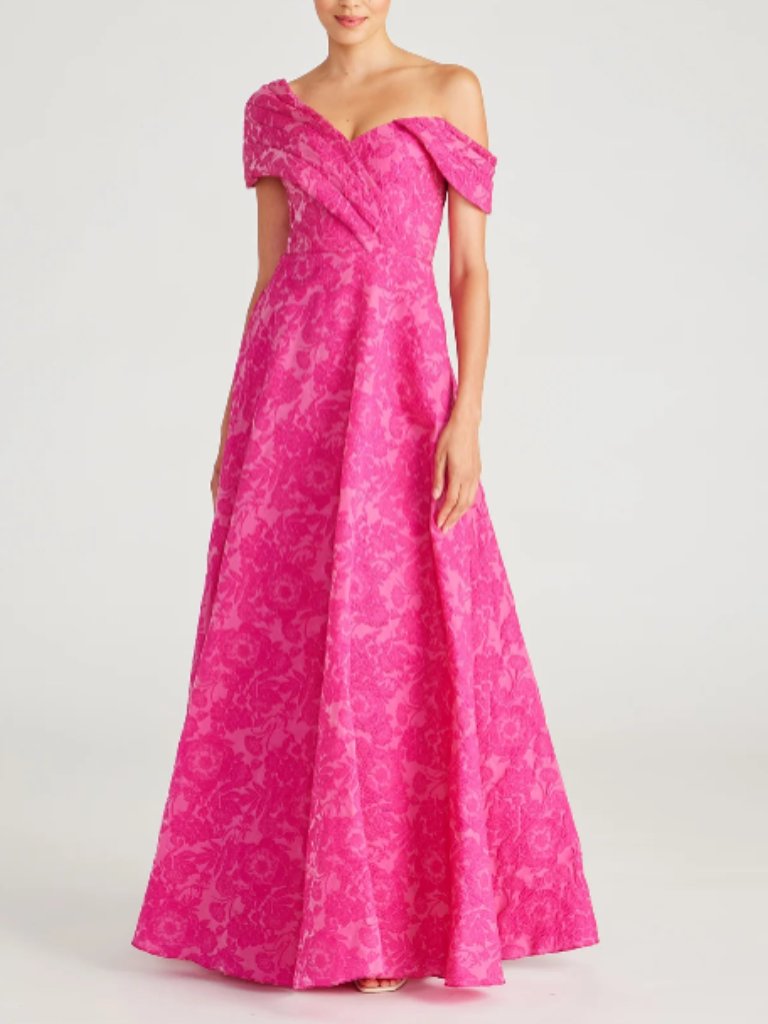 Theia Marlene Cloud Jacquard Gown